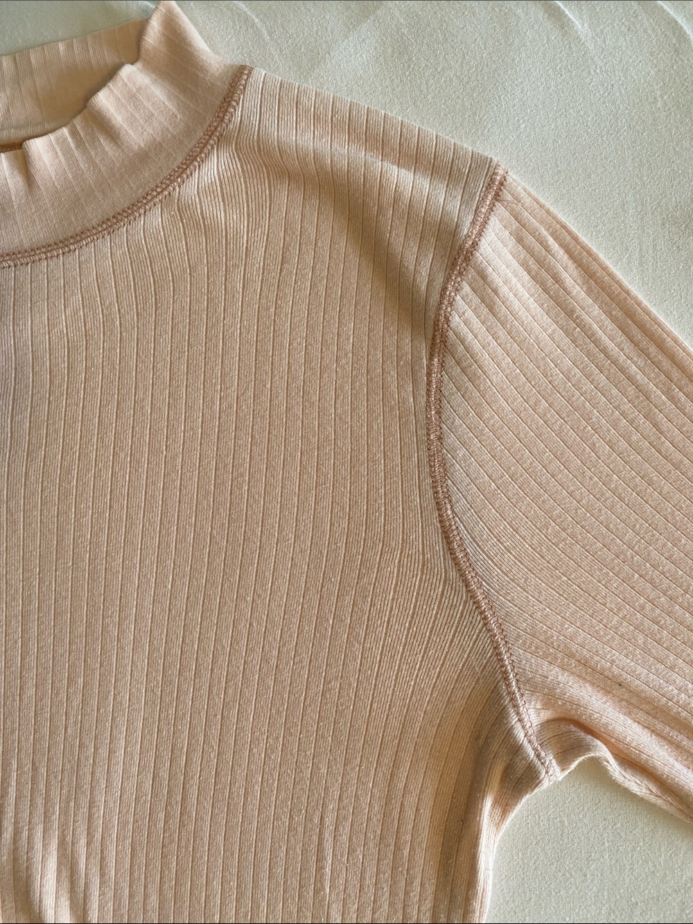 Free People Intimately The Rickie Top Long-Sleeve Ribbed Mock Neck ballet pink L - Picture 6 of 13